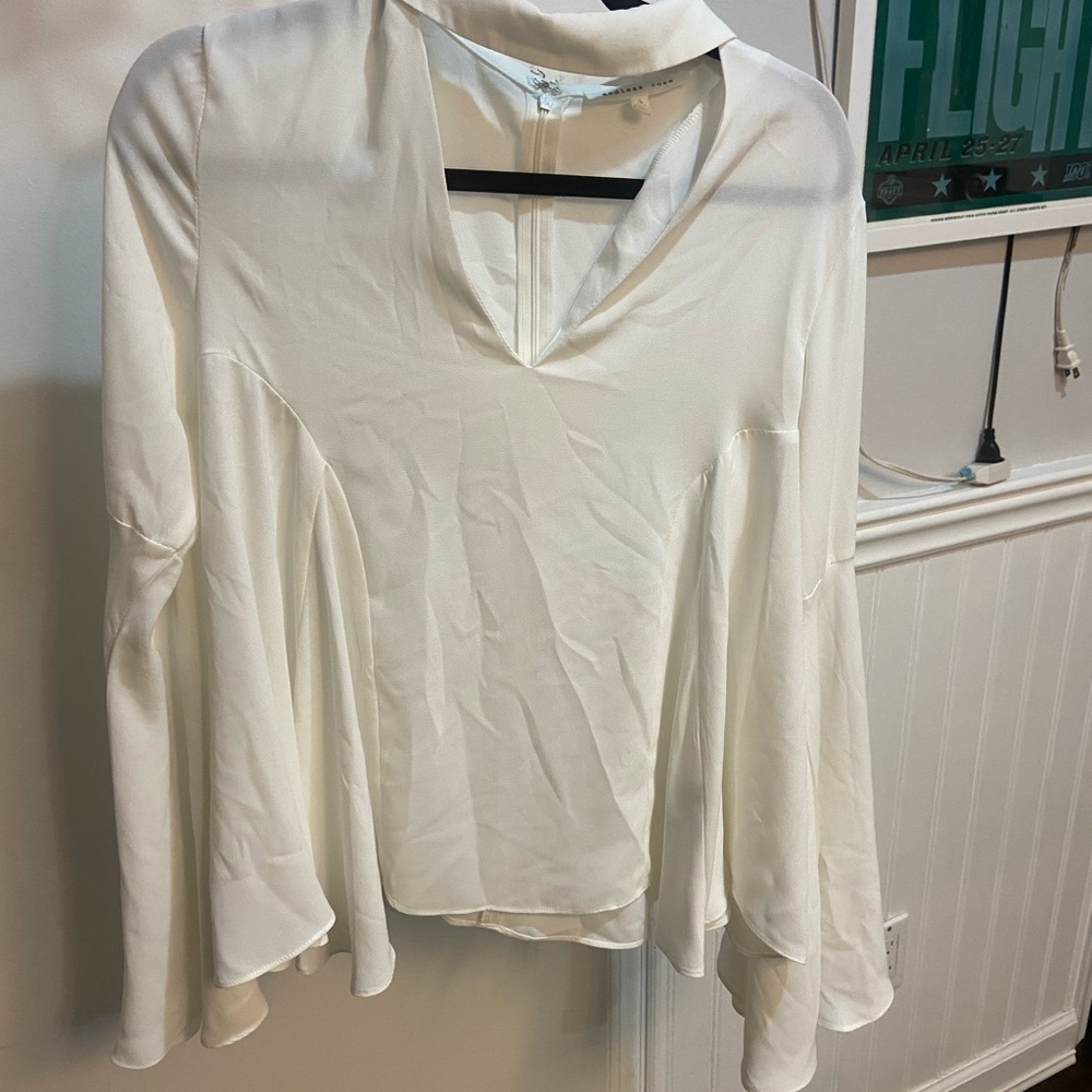 Endless Rose Cream Blouse with Flowing Sleeves